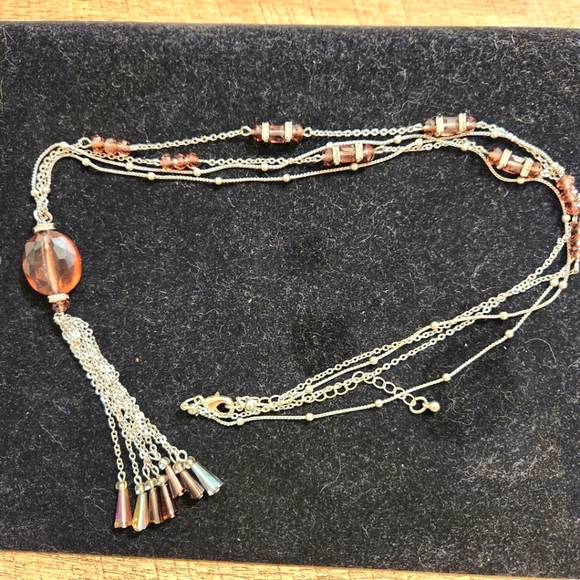 Elegant Silver and Purple Beaded Necklace - Picture 1 of 6